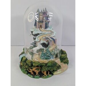 The Franklin Mint "KINGDOM OF THE UNICORN"  5 1/4" Tall w/ Glass Dome
